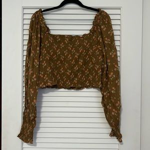 Aerie NWT Smocked Floral Top